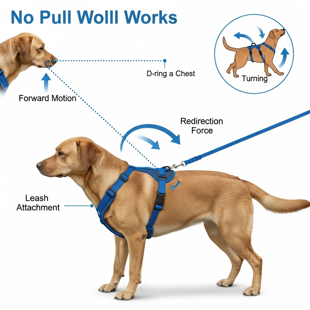 diagram showing the redirection force of a front-clip harness