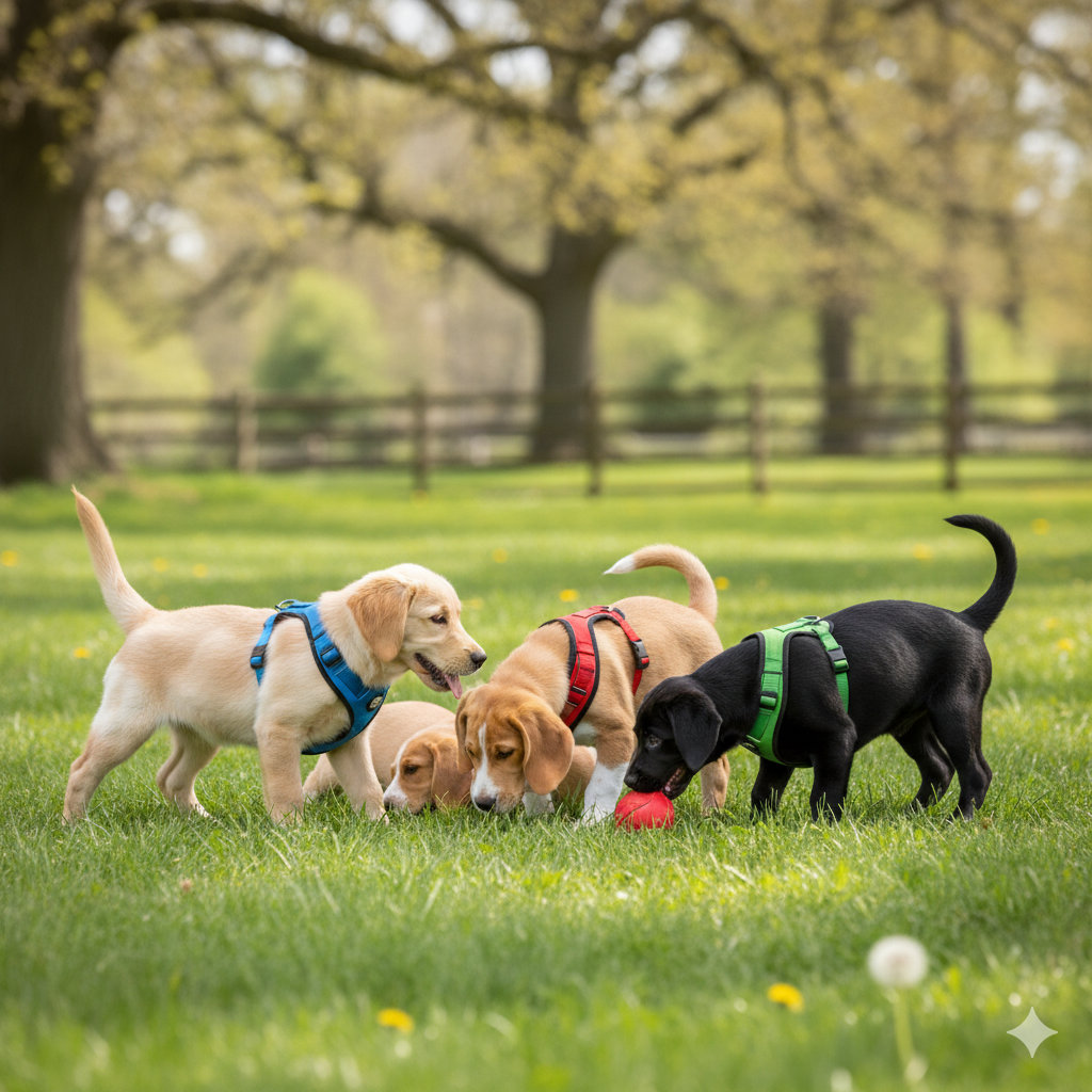 A diagram showing the martingale loop on an Easy Walk harness in both a loose and tightened state.