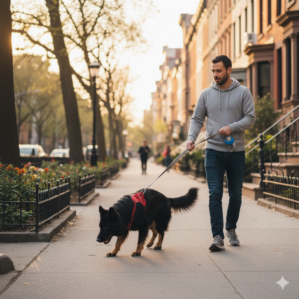 dog pulling on leash