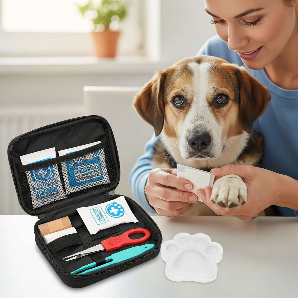 A compact first-aid kit designed specifically for pets.
