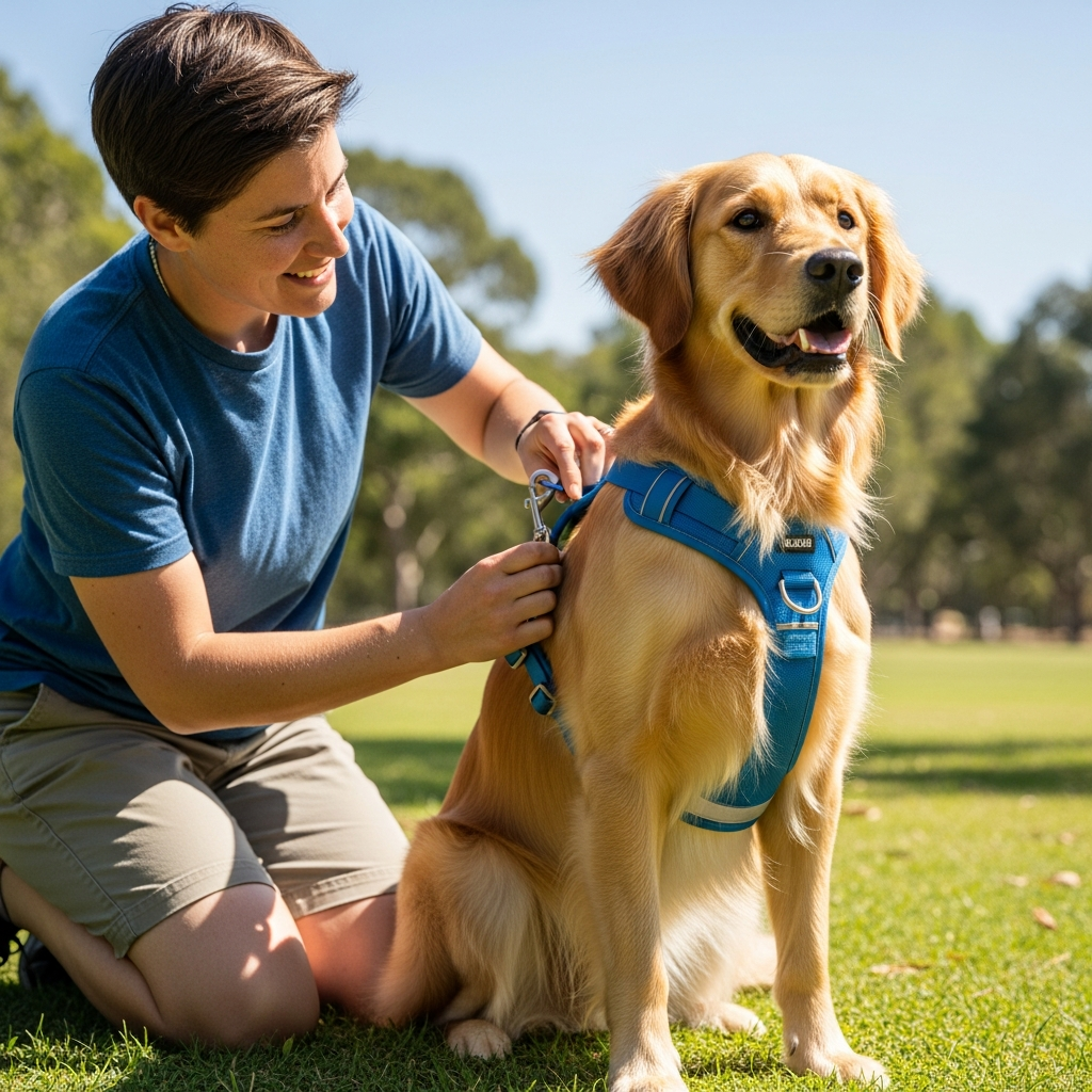 A side-by-side comparison of a bulky, padded harness and a lightweight, minimalist webbing harness.