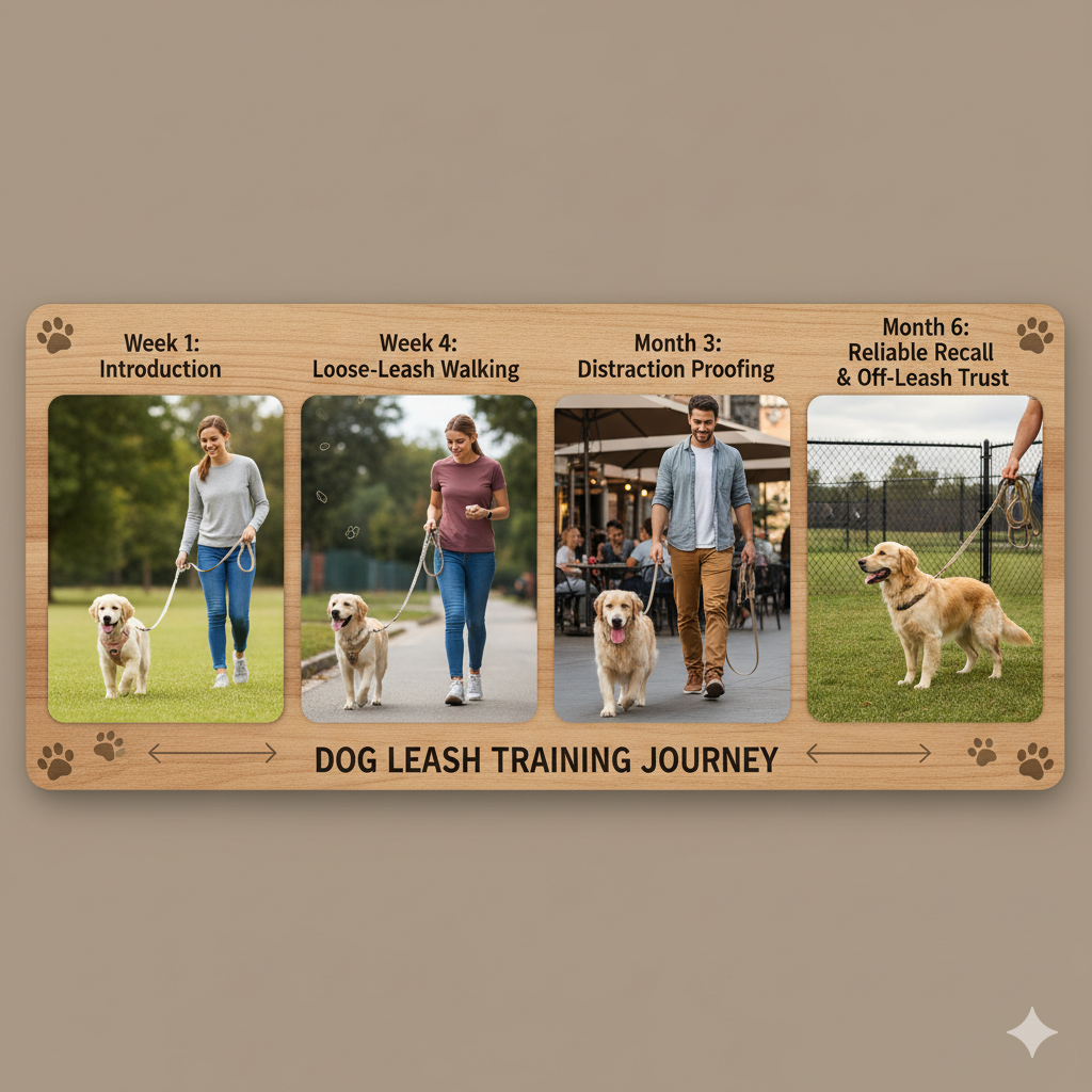dog leash training timeline
